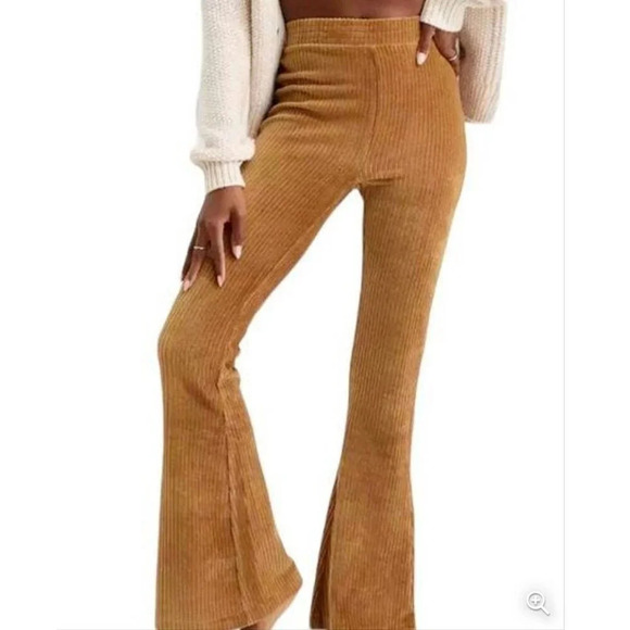 Aerie High Rise Corduroy Flared Hem Pants Stretch Comfort Jogger XXL - Picture 1 of 7